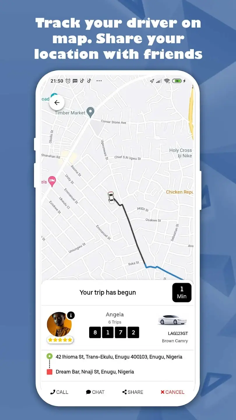 Taxi Point app – realtidsspårning på karta